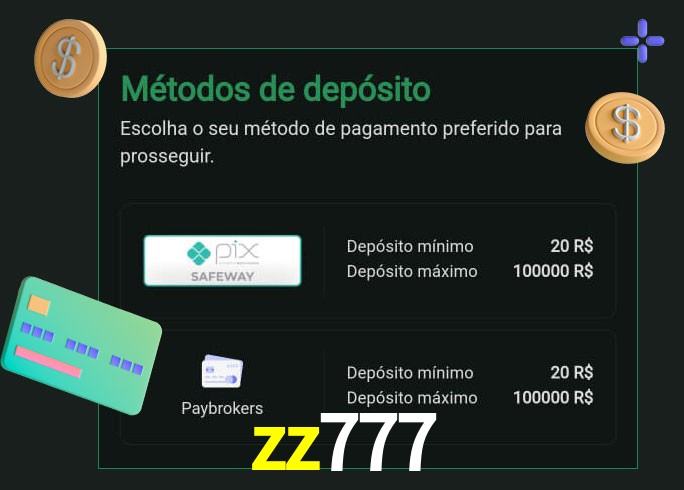 O cassino zz777 oferece uma grande variedade de métodos de pagamento
